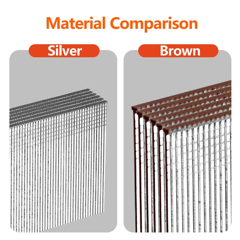 18 Gauge Galvanized Brad Nails Brown T-Head 5 Sizes 1500-Pack (5/8"+3/4"+1"+1-1/4"+2"),300 per Size, Assorted Size Project Pack, for Pneumatic, Electric 18GA Brad Nailer Gun assembly 1500