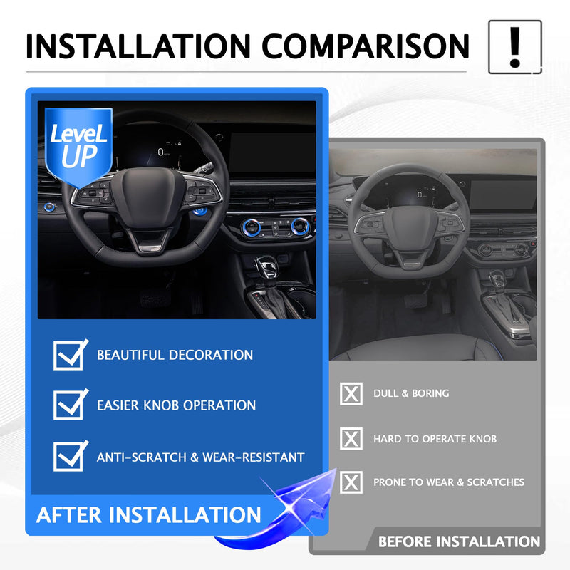 for 2024-2026 Buick Envista & Encore GX Accessories (Not fit Avenir Trim) - 5PCS Aluminum Alloy Knob Cover Trim Kit (Blue), Anti-Slip Design, Interior Upgrade & Knob Protection Dark-Blue