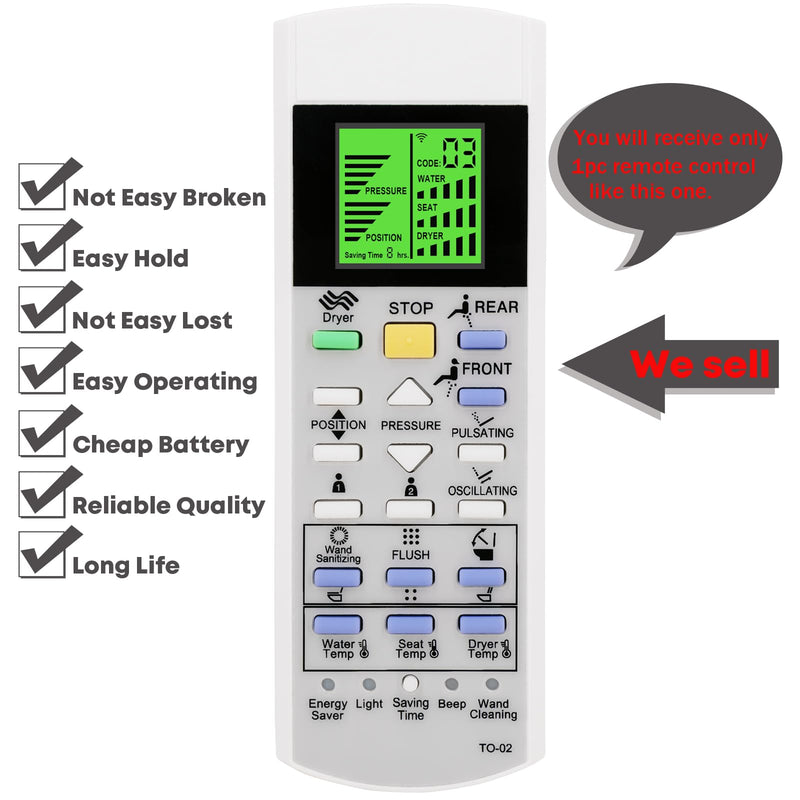 Replacement Remote Control for TOTO Washlet Bidet Toilet Seat NX1 NX2 MS900CUMFG THU6209 DH CS987VA TCF9574WA WX WX2 TCF95280GEU WX1 TCF95180GEU THU6166 MS901CUMFX MS988CUMFG