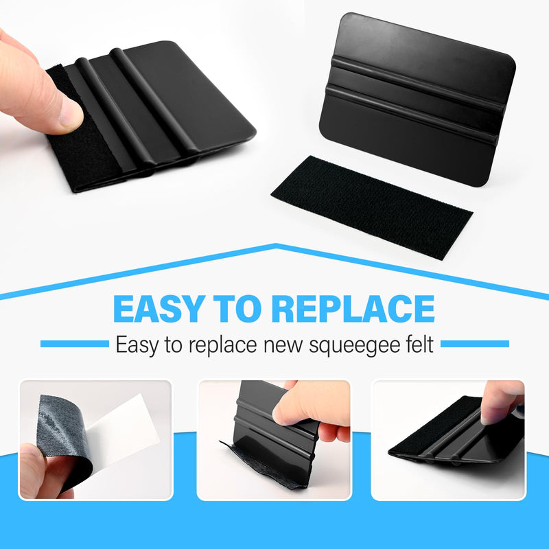Gomake Wallpaper Smoothing Tool Wallpaper Brush Tools Kit with Felt Squeegee Craft Precision Knife for Paper Peel and Stick Wallpaper Car Wrap Vinyl Window Tint Film Wallpaper Adhesive (Kit 02) Kit 02
