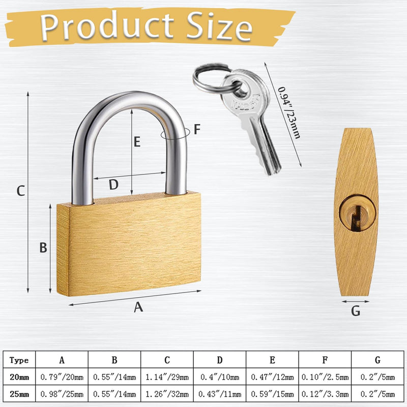 2 Pcs Small Solid Brass Locks with Keys, 20mm + 25mm Mini Key Locks, for Luggage Locks, Backpack Small Locks, Gym Locker Padlocks, Jewelry Box Locks… (20-25mm) 20-25mm