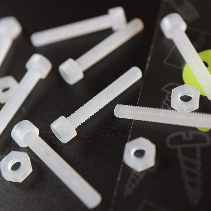 10x PVDF Socket Head Machine Screws M3 x 20 mm, Plastic Nuts, Bolts & Washers (1/8 x 25/32 in)