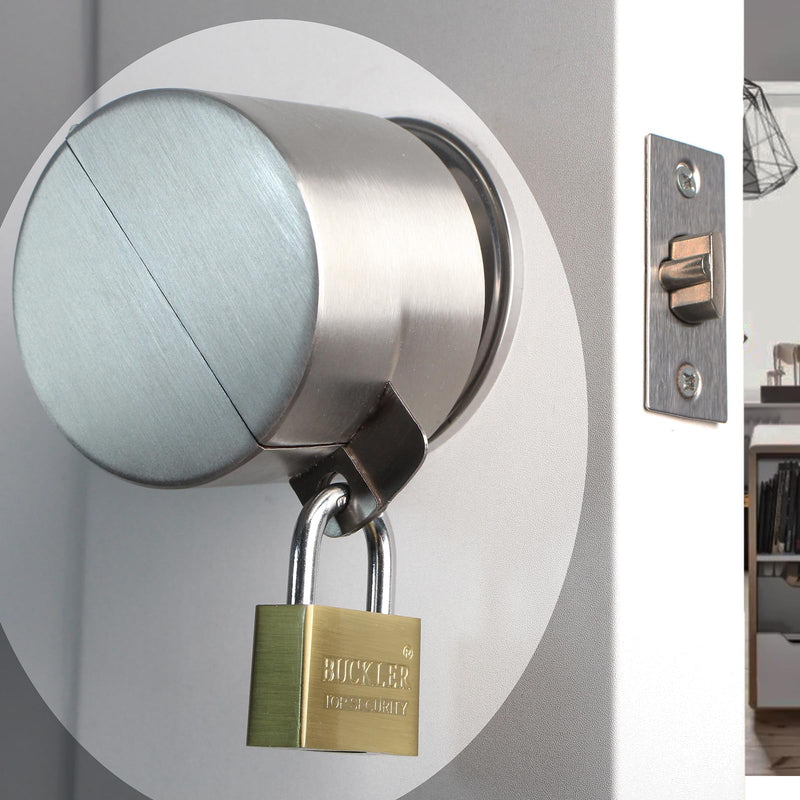 Door Knob Lock Cover & Door Knob Cover Lock – Dementia Safety Locks for Knob Lock & Door Padlock, Door Knob Lockout Device for Dementia Locks for Doors,Bright Silver Padlock Anti-Kickout Black