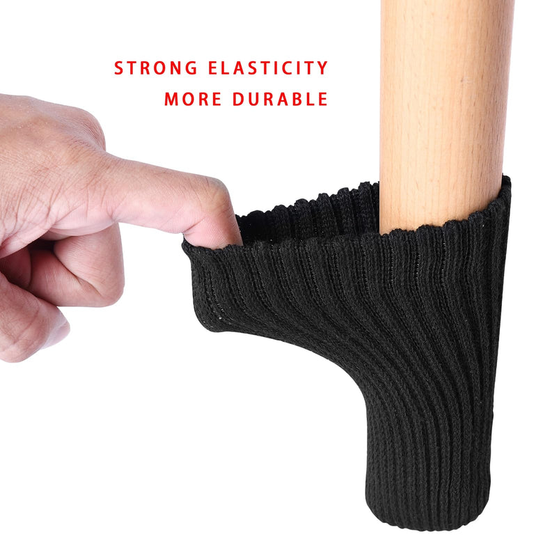 48 PCs Furniture Leg Socks - High Elastic Knitted Chair Leg Floor Protectors, Black Thickening Chair Leg Covers Set, Move Easily and Reduce Noise 48pcs