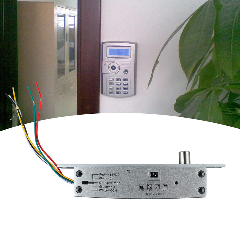 FILFEEL DC 12V 5 Lines Electric Bolt Lock, Narrow Deadbolt Drop Bolt with Time Delay LED Display for Door Entry Access Control (Power Off Lock) Power Off Lock