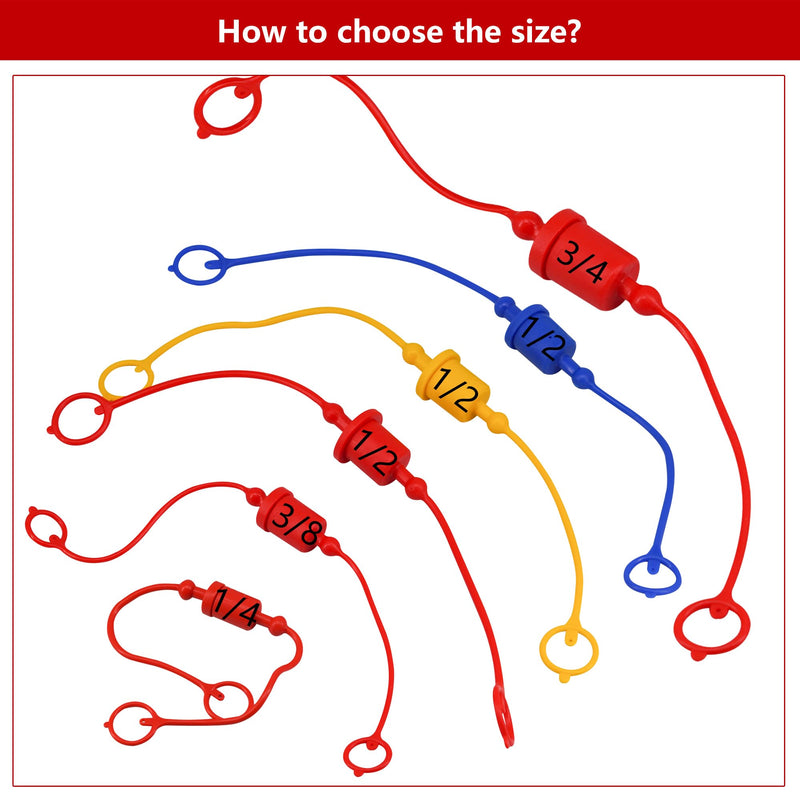 2sets 1/2 ISO A Hydraulic Coupler Male Dust Cap and Female Plug Cover,ISO A Pioneer Style Hydraulic Quick Disconnects Port Plug Cover Fittings,Red Cap with Retaining Ring Keeps Cap Connected to Hose Red 2