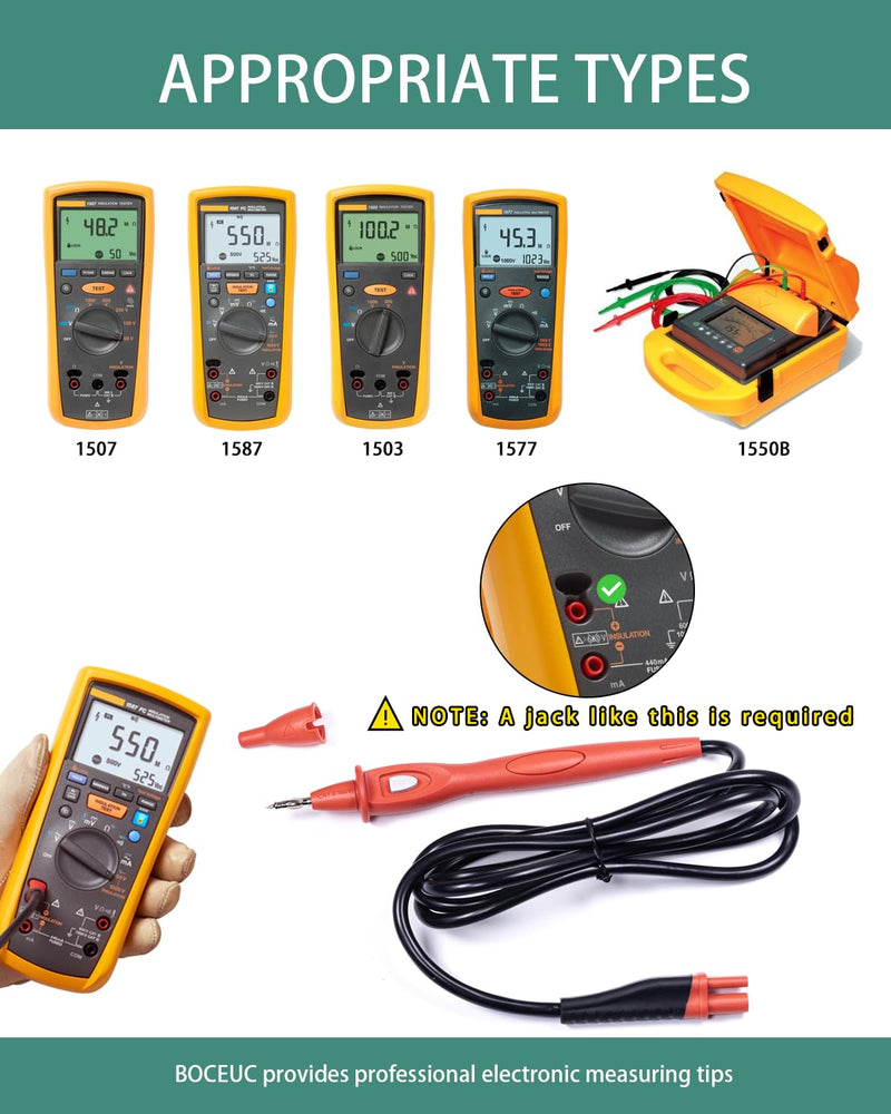Remote Control Probe with Test Button Use for Fluke 1507 1503 1587 1577 1550B Digital Megohmmeter Insulation Resistance Tester Specific Plug - NewNest Australia
