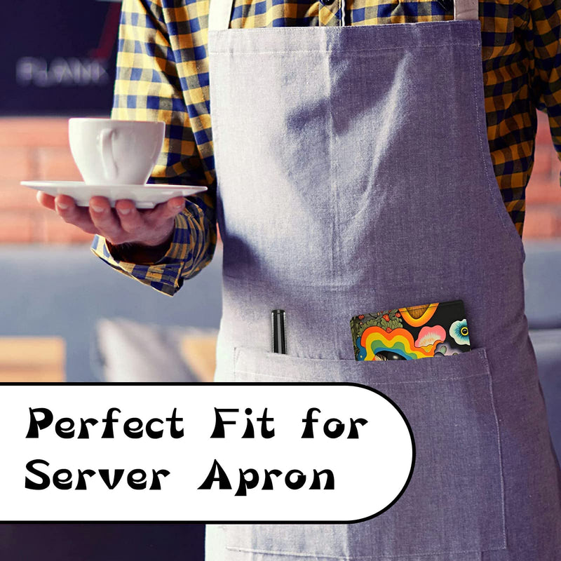 Server Book for Waitress with Everlasting Pencil, Money Pocket Leather Wallet Booklet, Guest Check Receipt Holder Presenters, Waiter Accessories Fit Server Apron, Trippy Eye