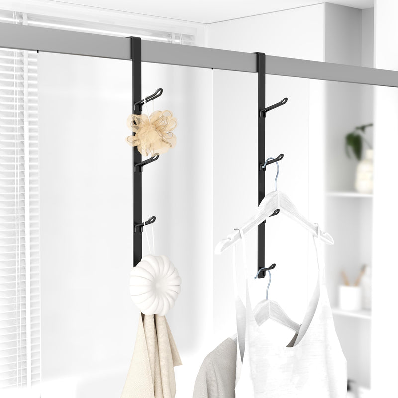 niffgaff Door Hooks Towel Hanger: Black Heavy Duty Over Door Coat Hanger for Bathroom 2 PCS