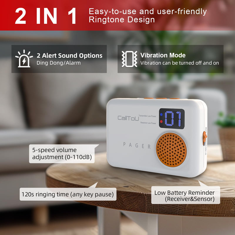 CallToU Door Sensor Chime, Potable Door Chimes for Door Opens, Wireless Door Alarm with 2 Chime Adjustable Vibration 500ft, Entry Alert Chime for Business/Home/Office (3 Sensor + 2 Receiver)