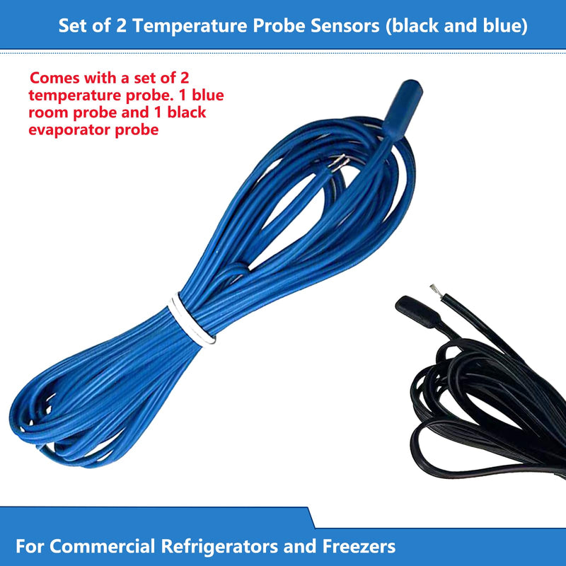 Set of 2 Temperature Probe Sensors（Black and Blue） for Commercial Refrigerators and Freezers Temperature Probes & Sensors 12 Month Warranty