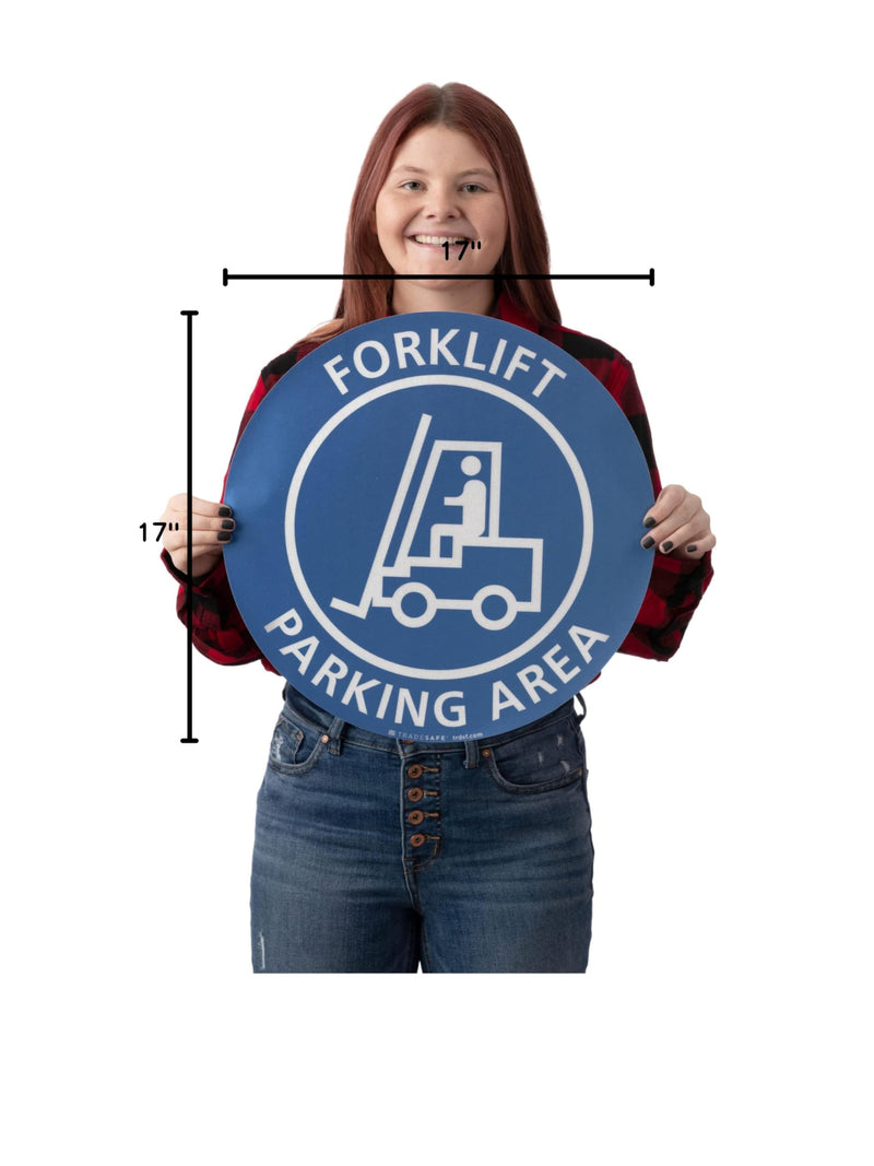 TRADESAFE Forklift Parking Area Anti-Slip Floor Sticker - Forklift Decal Floor Sign, Peel and Stick Adhesive Vinyl Sign, ANSI-Compliant, 17” Diameter Round Sticker