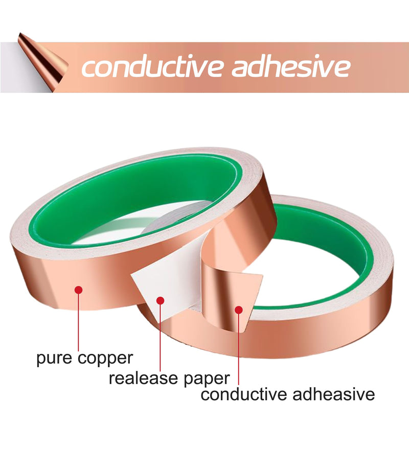 Copper Foil Tape for Stained Glass Assorted Sizes 0.2/0.24/0.3/0.4Inch x 22Yards 4 Rolls Copper Foil Tape Copper Sheilding Tape for Guitars EMI Shielding Soldering Tape Copper Foil Electrical Repairs Double-sided conductive 0.2/0.24/0.3/0.4In*66Ft