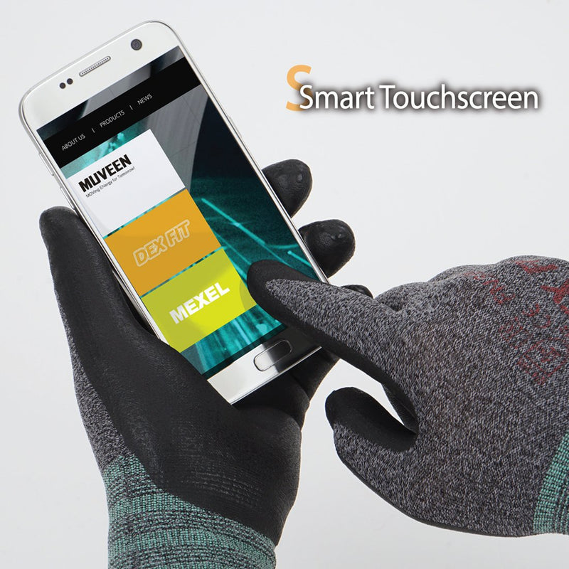 DEX FIT Nitrile Coated Work Gloves FN330-3D-Comfort Stretchy Fit, Firm Grip, Thin & Lightweight, Touchscreen Fingers, Protective & Durable, Breathable, Machine Washable; Black Grey M (8) 1 Pair Medium(1 Pair) Blackgrey