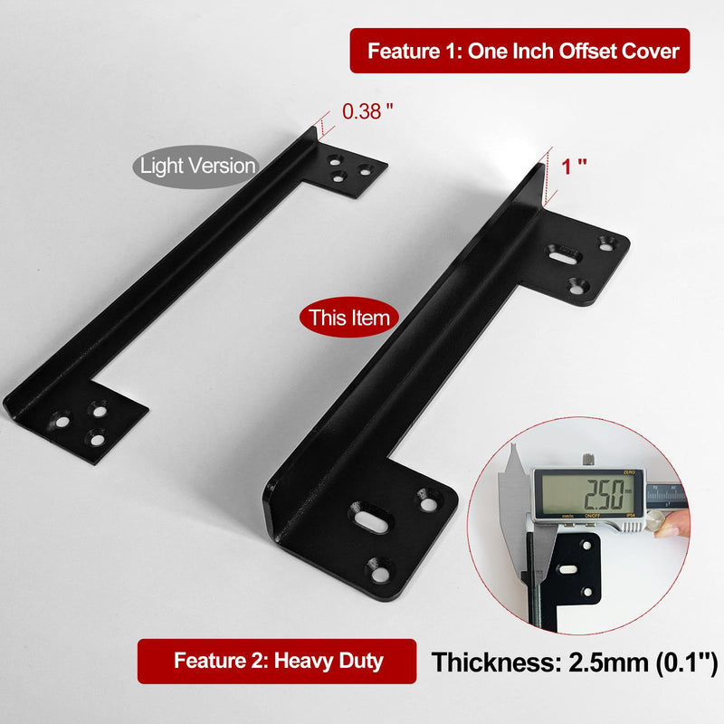 Door Latch Guard Plate 7” with 1” Offset Cover, Outswing Door Security Protector Shield, Heavy Duty Version, Door Knob/Deadbolt Latch Protector Plate (1 Pack) 1 Pack