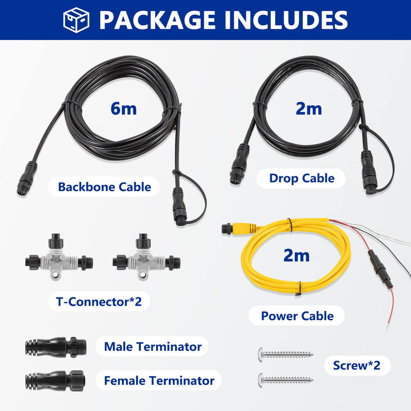 Replace for Garmin 010-11442-00 Cable Kit Nmea 2000 Starter Kit with T-Connectors