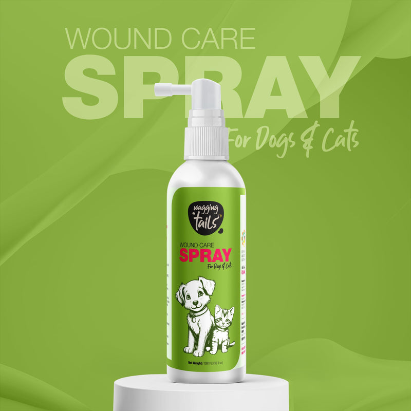 Wagging Tails Skin & Coat Collagen Peptide Topper Powder (7.05 oz) + Wound Care Spray with Active Nano Silver (3.38 oz) | for Dogs & Cats All Breeds
