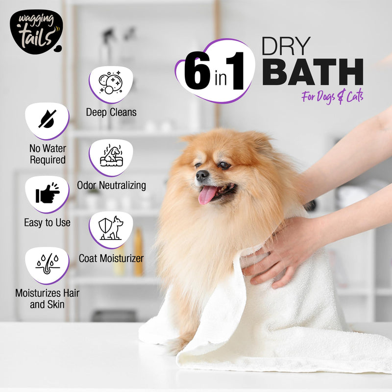 Wagging Tails 6-in-1 Waterless Dry Bath Shampoo for Cats & Dogs, 6.76 fl oz | Waterless Deep Cleaning Pet Spray | Easy to Use | Neutralizes Odors | Moisturizes & Nourishes Coat, Hair, and Skin - PawsPlanet Australia