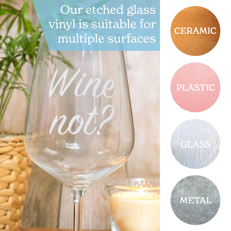 Frosted Vinyl for Glass [12in x 11in] Compatible with Cricut, Silhouette and More. Permanent Adhesive White Translucent Etched Glass Vinyl [Pack of 10]