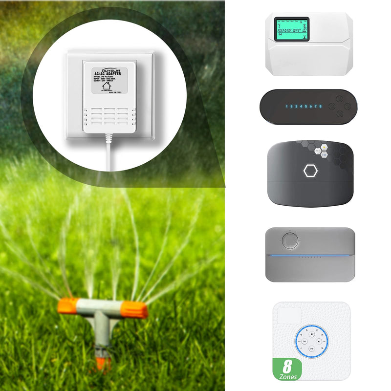 24 Volt AC 1000mA Power Adapter for Smart Sprinkler Controller,Indoor Irrigation System Controller,24V 1A AC to AC Wall Adapter Transformer Compatible with Most Smart Sprinkler Controller (White) White