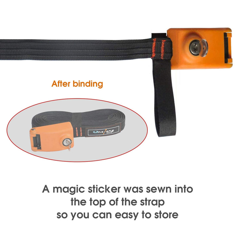 Lockable Tie Down Strap with 3 Stainless Steel Cables 'No Scratch' Silicone Buckle to Prevent Anyone from Taking Your Surfboards, Paddle Boards 10 Feet Long 2 Pack Key Lock Strap,1"(W)×10'(L)