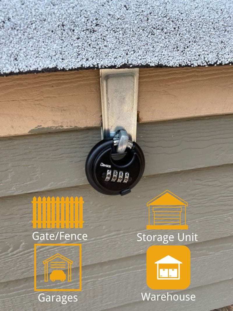 DAYGOS Combination Disc Padlocks for Outdoor - Heavy Duty 4 Digit Code Lock, Combo Discus Lock for Storage Unit,Gate,Fence,Trailer,4PCS,Black round disc padlock Black-4Pcs