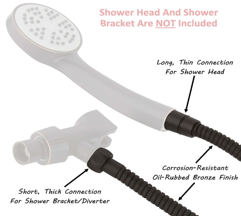 Universal 60 Inch Flexible Shower Hose - Extra Long, Stainless Steel, Double-Buckle For Handheld Showerhead - Oil-Rubbed Bronze Oil Rubbed Bronze