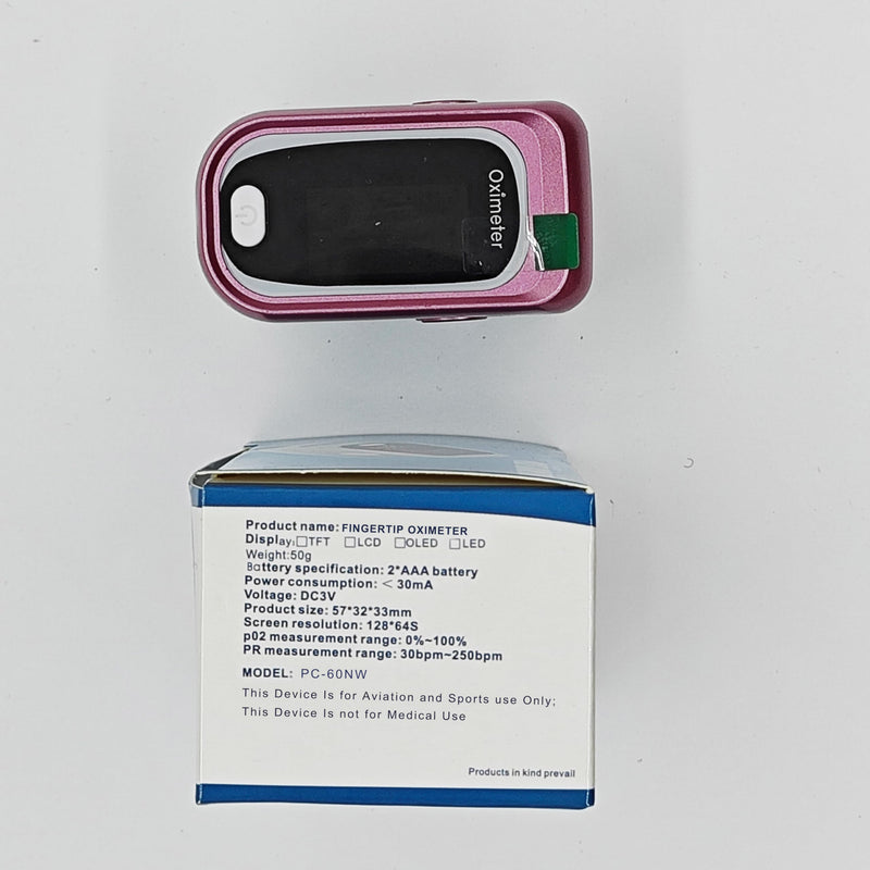 Fingertip Pulse Oximeter With Respiration Counter, Alarm, and 4 Data Display Oxygen Moniter- Includes Batteries, Carry Bag, and Lanyard