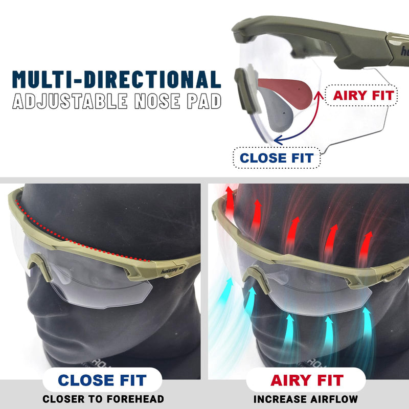 HTS HUNTERSKY S53 anti fog Tactical Shooting Range Safety Glasses Ballistic eye protection Hunting Airsoft Riding Pickleball S53 Black-clear / Black-smoke