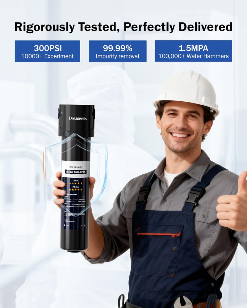 Dreamwills DS10 Under Sink Water Filter System, 1.3 GPM High Flow, 1 Year 11.89 in