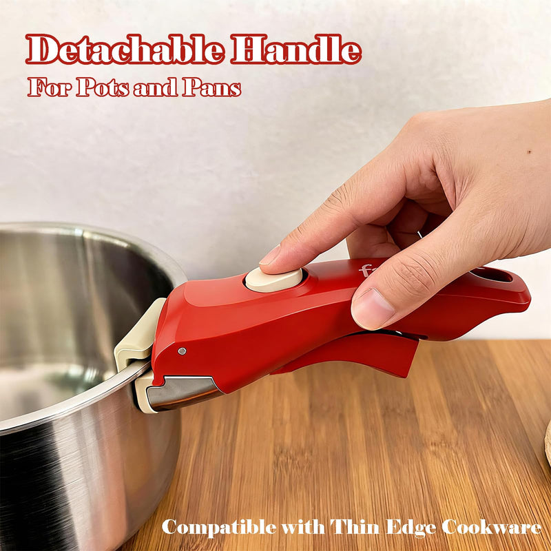 Removable Handle, Detachable Handle for Pots and Pans, Durable & Heat-Resistant, Fits All Cookware Replacement Handles, Compatible with Thin Edge Cookware (2Pcs)