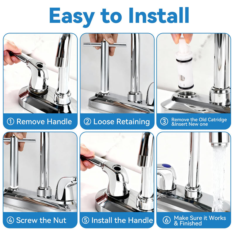 Faucet Cartridge Replacement Kit for Moen 1224 1224B Stainless Steel Cartridge Retainer Removal Tool with Handle for Most Double Handle Moen Faucets and Tub/Showers Repair Kit
