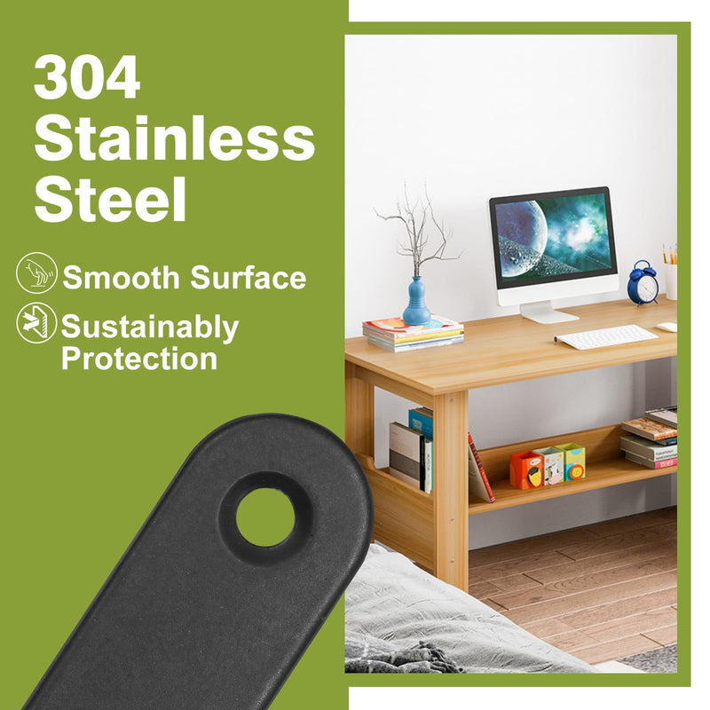 32Pcs Flat Bracket, Stainless Steel Straight Brace, Metal Straight Corner Brace, Black Straight Bracket, Flat Fixing Mending Joining Plate with Screws - 50 x 16 x 2mm 32