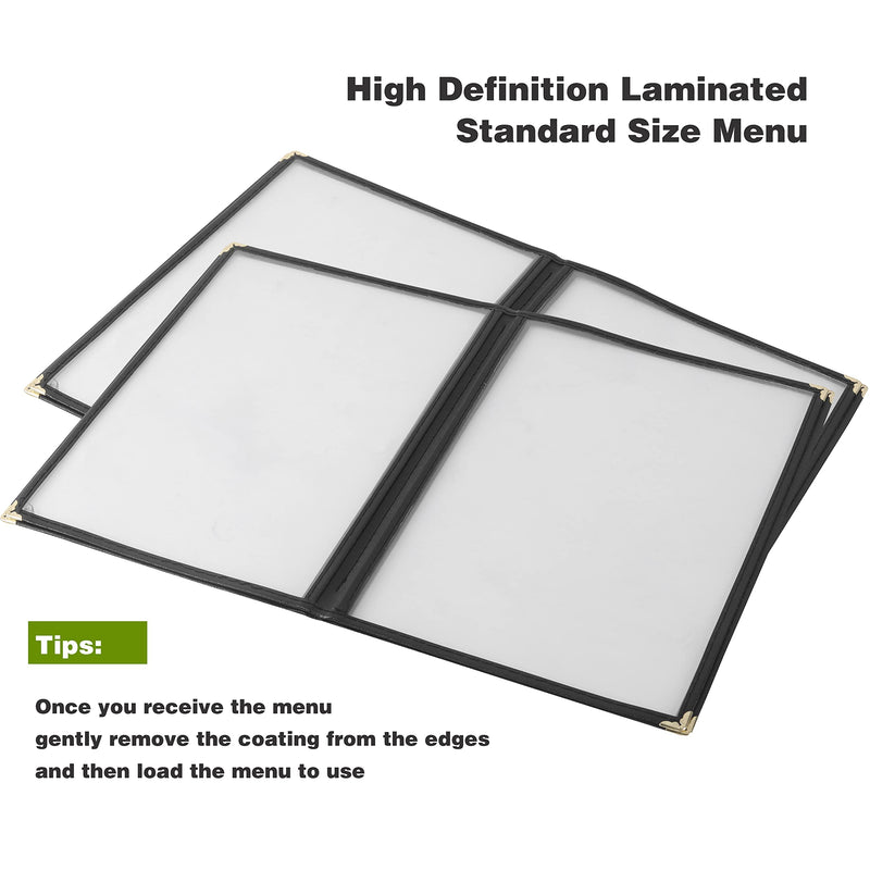 2PCS Menu Covers 8.5" x 11" Restaurant Menu Holder 4 Page 8 View Transparent Menu Sleeve,Fits A4 Size Paper for Restaurant Menu Home Project Office Daily Paper Chores and etc 2