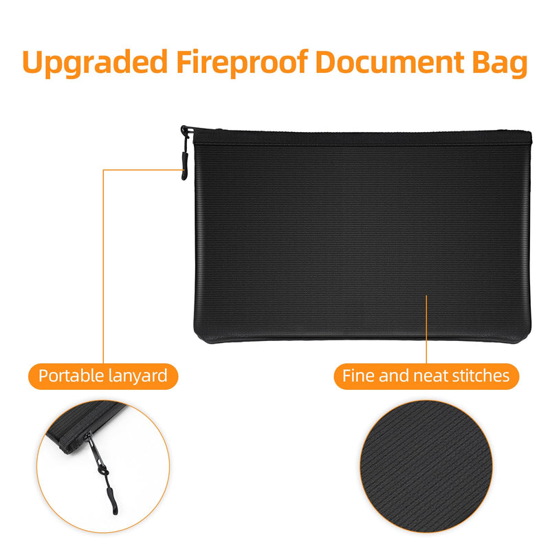 2000°F Fireproof Money Bag 2pcs, Fireproof Document Bags, 13.4 x 9.8 and 10.6 x 6.7 Inch Important Document Storage Organizer for Valuables, Safe for A4 A5 Files, Cash, Passport Tablet.