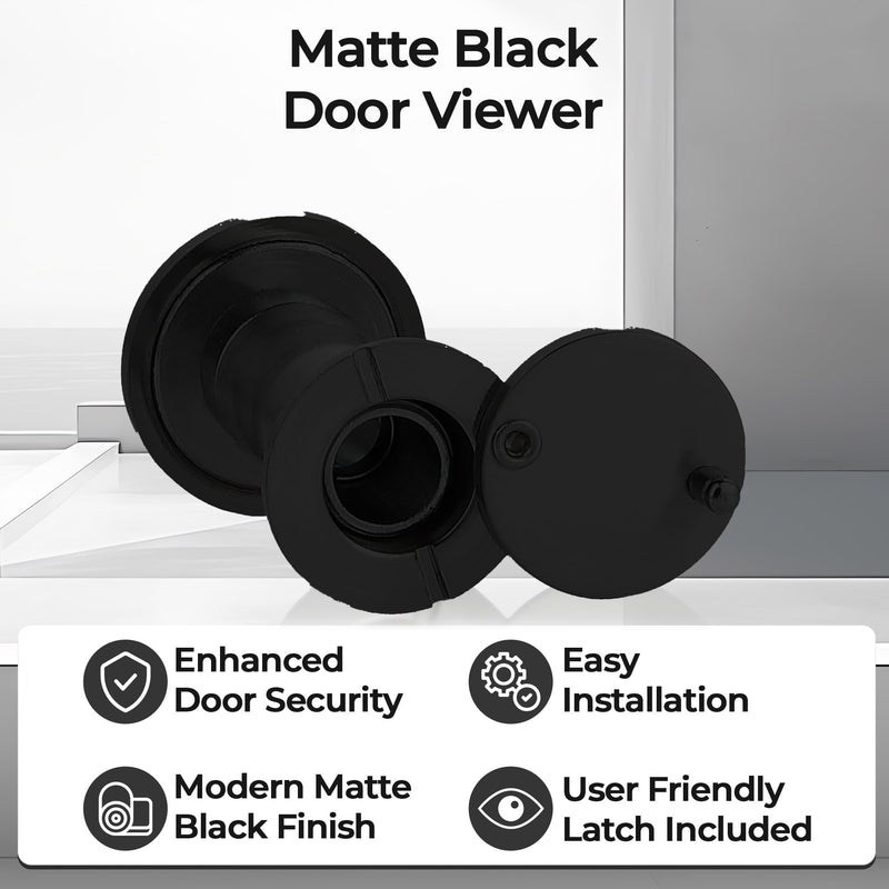 MomsUnited Door Peephole for Front Door – Matte Black Viewer with Privacy Cover for Added Security, Easy Install Peep Hole, 200° Wide Viewing Angle, Includes Drill Bit & Allen Wrench, Pack of 3