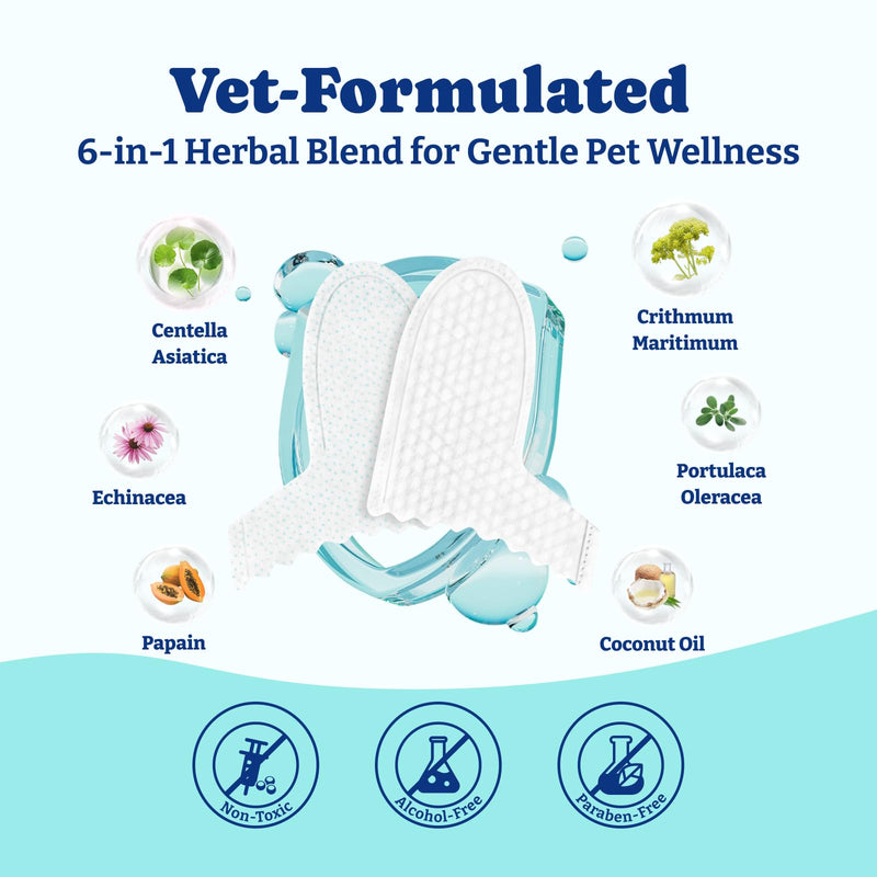 Dog Teeth Cleaning Wipes, Pet Finger Dental Wipes for Dogs & Cats, Dual-Sided, 6-in-1 Herbal Formula, Remove Plaque & Tartar, Freshen Breath, No-Rinse Toothbrush Wipes – 50 PCS x 2, Unflavored