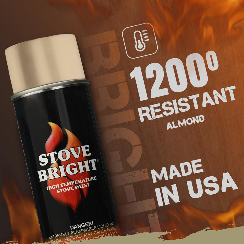Stove Bright High Temp Spray Paint, Almond 8117, 12 Oz, Satin Finish