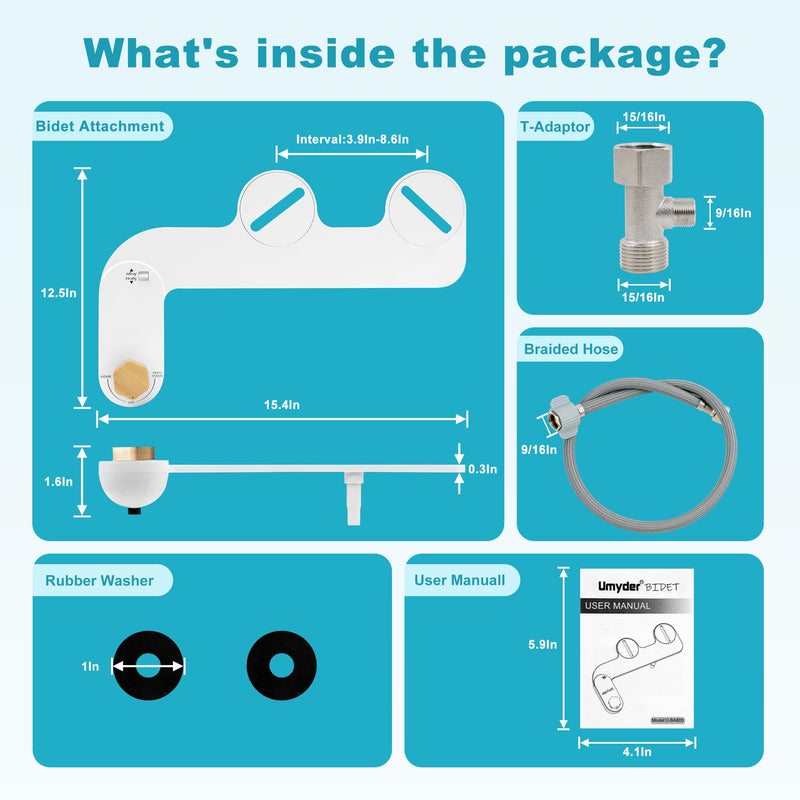 Bidet Attachments for Toilet Seat,Non-Electric Cold Wash Bidet,Adjustable Water Pressure&Spray Angle for Front&Rear Wash,Self-Cleaning Nozzle,Fits Elongated&Round Toilet,Bamboo Knob