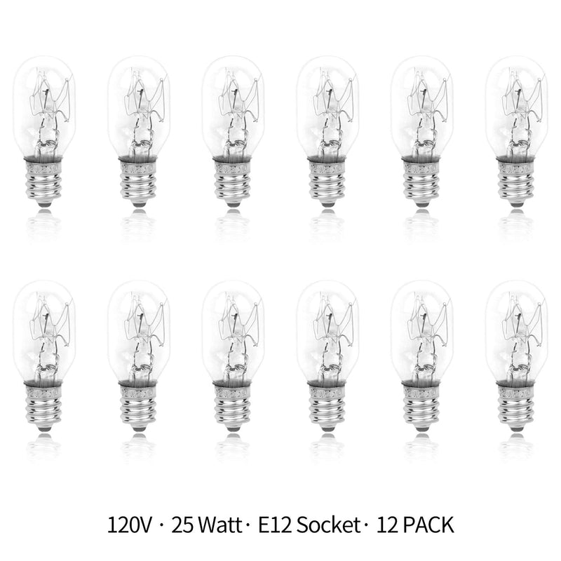 Betus Original Replacement Long Lasting 25 Watt Dimmable E12 Socket Warm White Household Salt Lamp Bulb Candle Warmers - Value Pack of 12 25.0