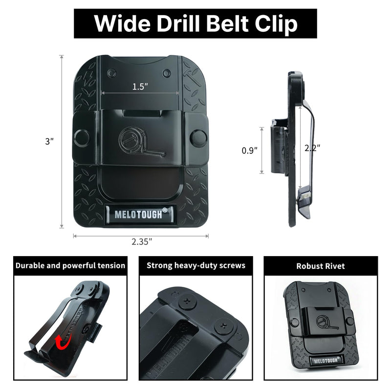 MELOTOUGH Drill Holder for Tool Belt, Drill Clip,Tape Holder for Tool Belt,Tape Measure Holder,Measuring Tape Holder 2