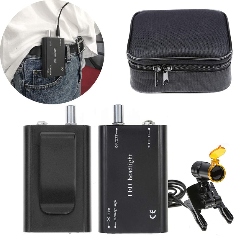 5W Waist Hanging Rechargeable Dental LED Headlight Plastic Clip with Filter for Surgical Magnifier Loupes Black
