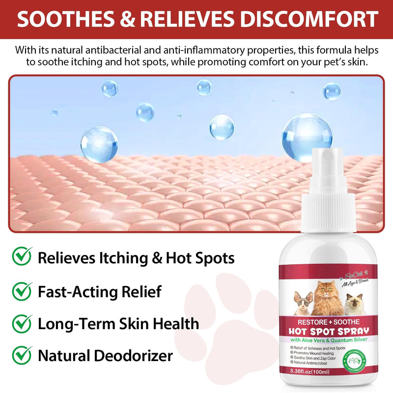 VOSIFSDIY Hot Spot Spray for Cats, Itch Relief for Cats, Relieve Irritated Skin, Long Lasting Moisturizing, Emotional Soothing,Pure Plant-Based Ingredients-100ml(2PCS) 2PCS
