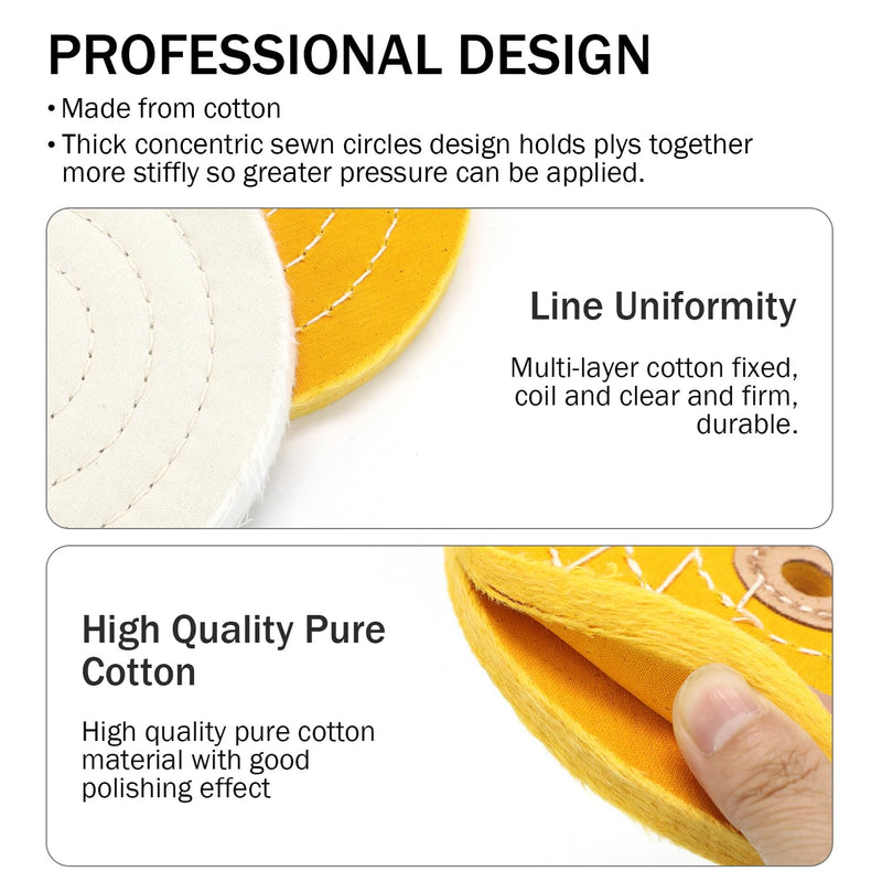 SCOTTCHEN 8inch Buffing Polishing Wheels 5/8" Arbor Hole,Soft/Fine/Medium for Bench Grinder-3PCS,with Buffing Polishing Cutting Compounds 7.4 Oz.Kit,with 2 Pack Non-Woven Bandage Wrap 8 inch Multi 8pcs