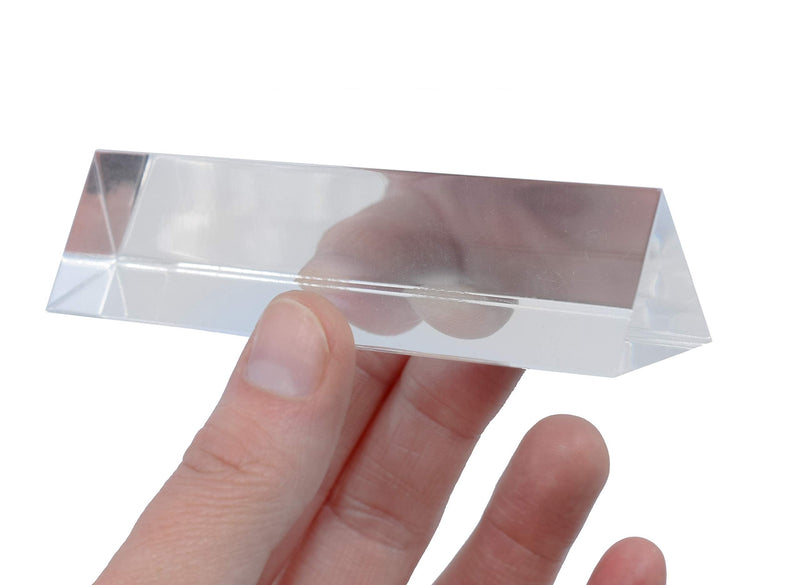 EISCO Equilateral Prism, 4" (100mm) Length, 1" (25mm) Faces - Triangular - Polished Acrylic - Excellent for Physics, Light Refraction & Wavelength Experiments, Photography