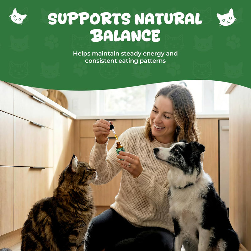 Thyroid Support for Dogs & Cats, Herbal Appetite Stimulant & Metabolism Support Drops with Bladderwrack, Astragalus & Nettle Leaf, Helps Maintain Healthy Weight, Energy & Daily Vitality, 2 fl oz