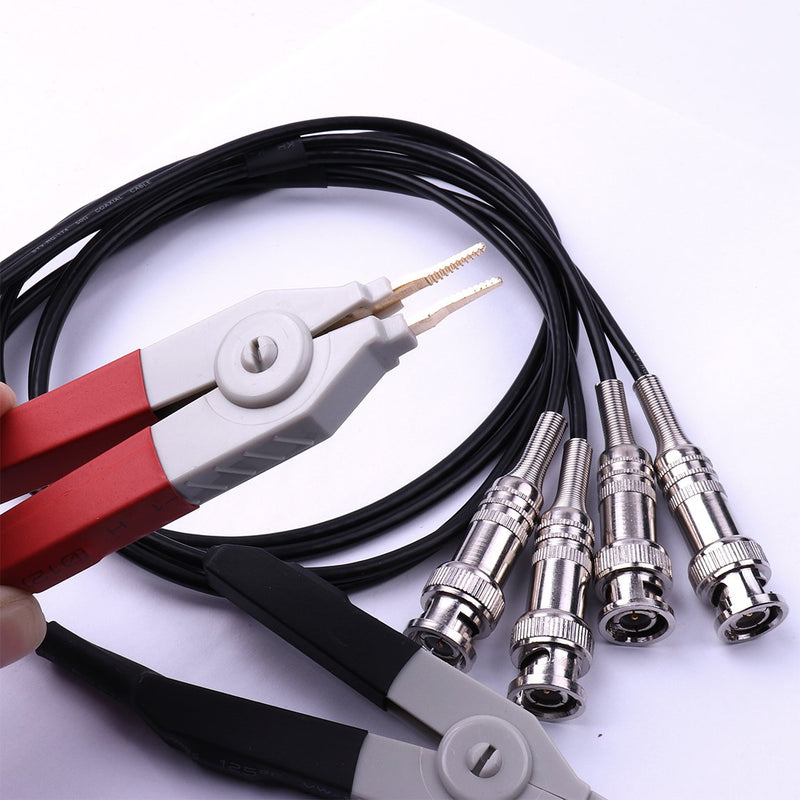 ATOPLEE 2pcs LCR Meter Test Leads Lead Clip Cable Terminal Probe Wires,with 4 BNC Electrician Test Leads Kit,Digital Electrical Test Probes Set for LCR Meter Multimeter
