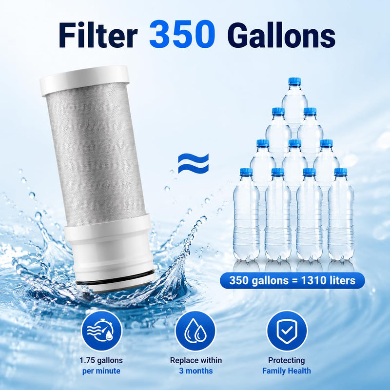 Vortopt T10 Faucet Water Filter, 360° Rotary Sink Purifier, Silvery