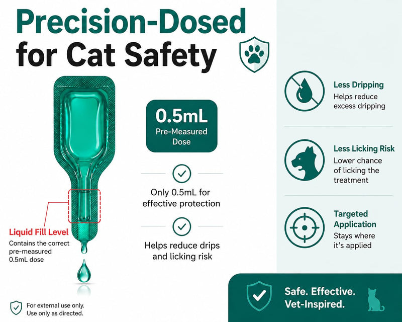 Topical Flea and Tick for Cats & Kittens: Waterproof Topical Cat Flea and Tick – Fast-Acting & Long - Lasting at Home Control for Cats Over 1.5 lbs and 8 Weeks or Older – 6-Dose Supply