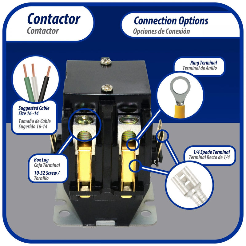 Appli Parts APAC-24024 Heavy Duty 2 Poles Contactor 40 Amp 24 Volts Coil Replacement for ac Compressor and Electrical Applications UL Certified 476929